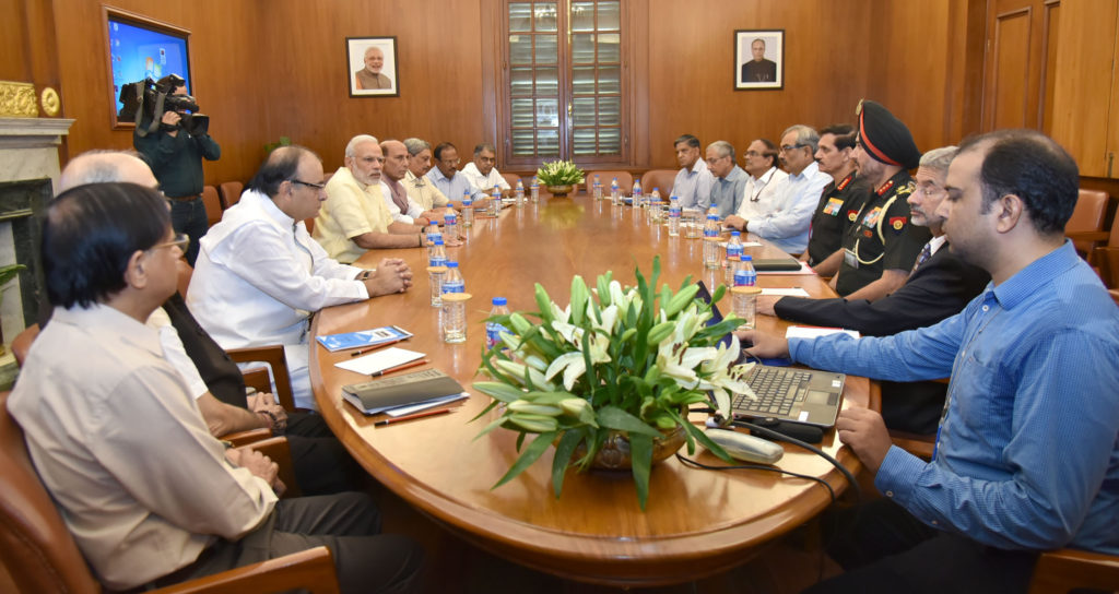 The Prime Minister, Shri Narendra Modi chairing the CCS meeting on the situation on LoC, in New Delhi on September 29, 2016.